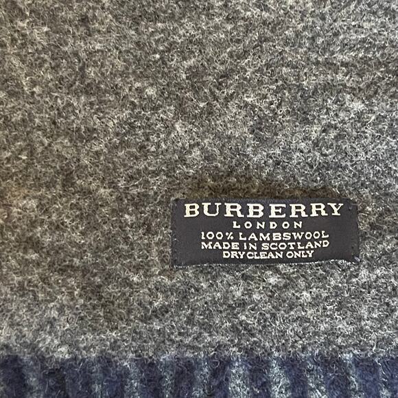 Burberry 100% Lambswool Color Block Scarf Made In Scotland 80x12" - Picture 1 of 6